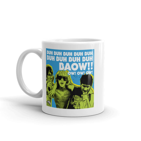 "Baow!! Ow! Ow! Ow!" coffee mug